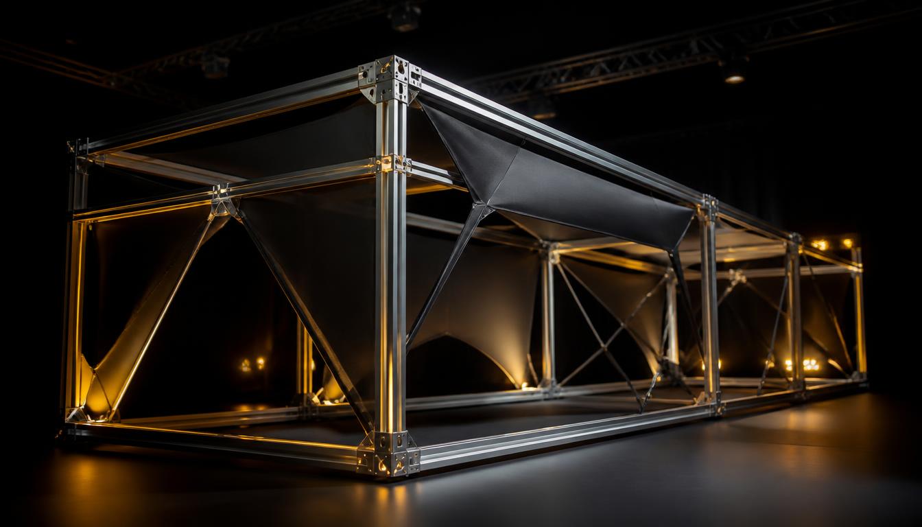 Ling Tong modular aluminum structure with tensioned panels